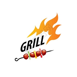 烧烤店易拉宝标志设计模板烧烤矢量图的标插画