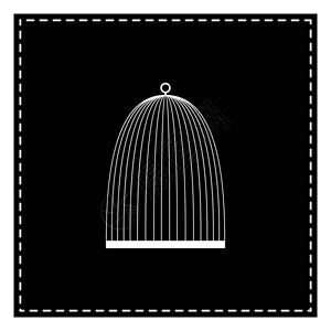 鸟笼标志白色背景的黑斑插画