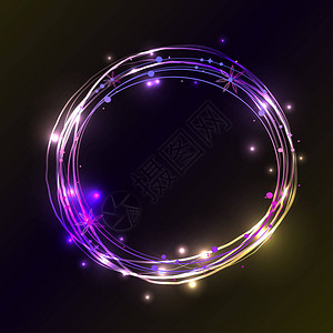 磷光摘要光环背景矢量插图蓝色和紫色的光框架插画