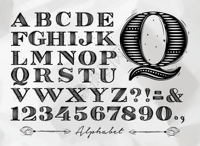 鸣鼓征将字体旧字体根据折叠纸面背景将字母设插画