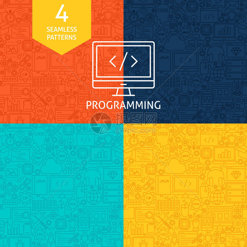 线路编程模式四个矢量网站设计无缝背图片