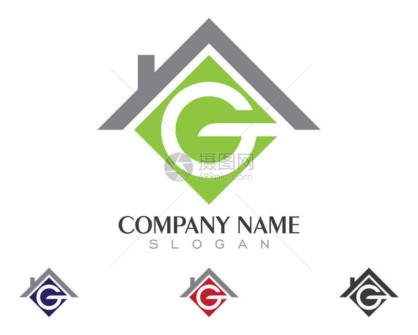 商业公司标志的不动产财产和建筑Logo设计Vecto图片