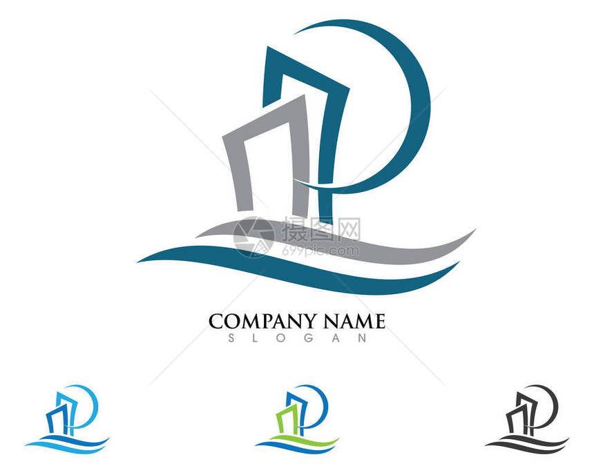 商业公司标志的不动产财产和建筑Logo设计Vecto图片