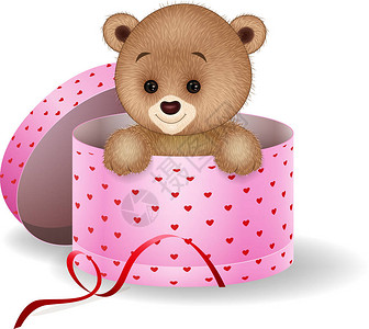 卡通泰迪熊在礼品盒图片