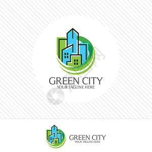 绿色城市徽标设计矢量背景图片