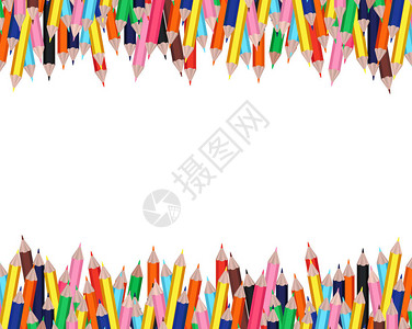 教育设计或企业介绍的带白色背景的多彩铅笔框架图片