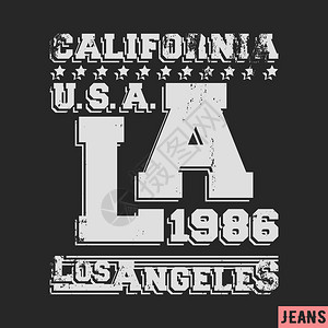 恤印花设计洛杉矶复古邮票印刷和徽章贴花标签T恤牛仔裤休图片
