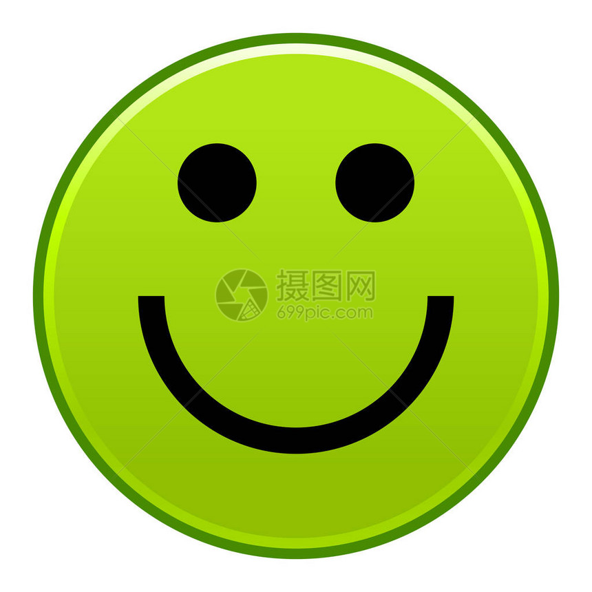 绿色笑脸开朗笑脸快乐图释从背景中分离出来的快速简单的可重新着色形状矢量图是web互联网设图片