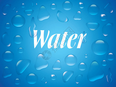 蓝色背景的清晰透明水滴饮料info图片