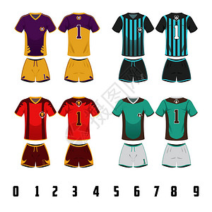 足球衣制服设计的矢量图解图片