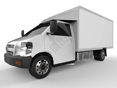 小型白色小卡车汽车送货服务向零售商店交付货物和图片