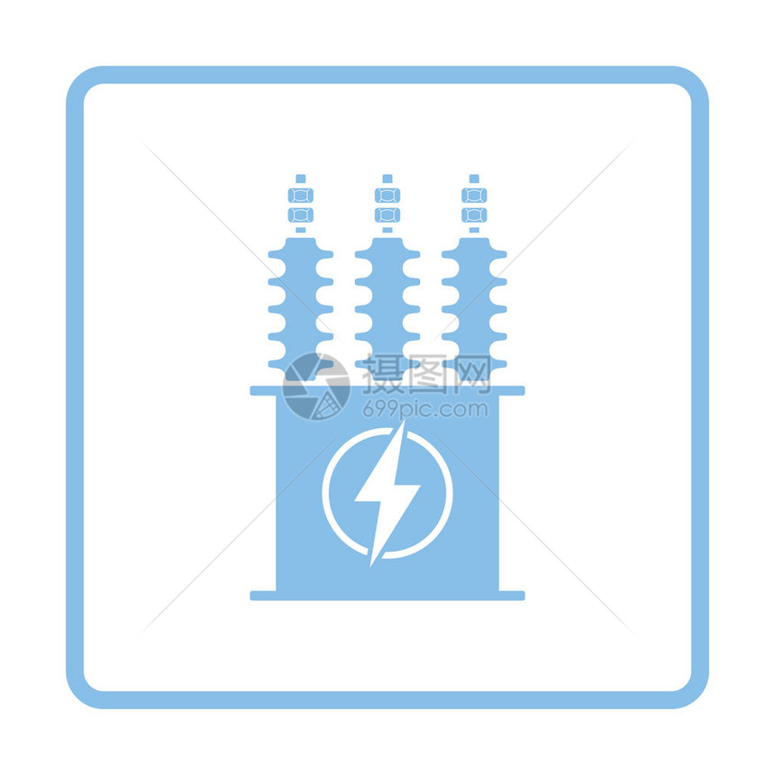 电变压器图标蓝色框架设图片