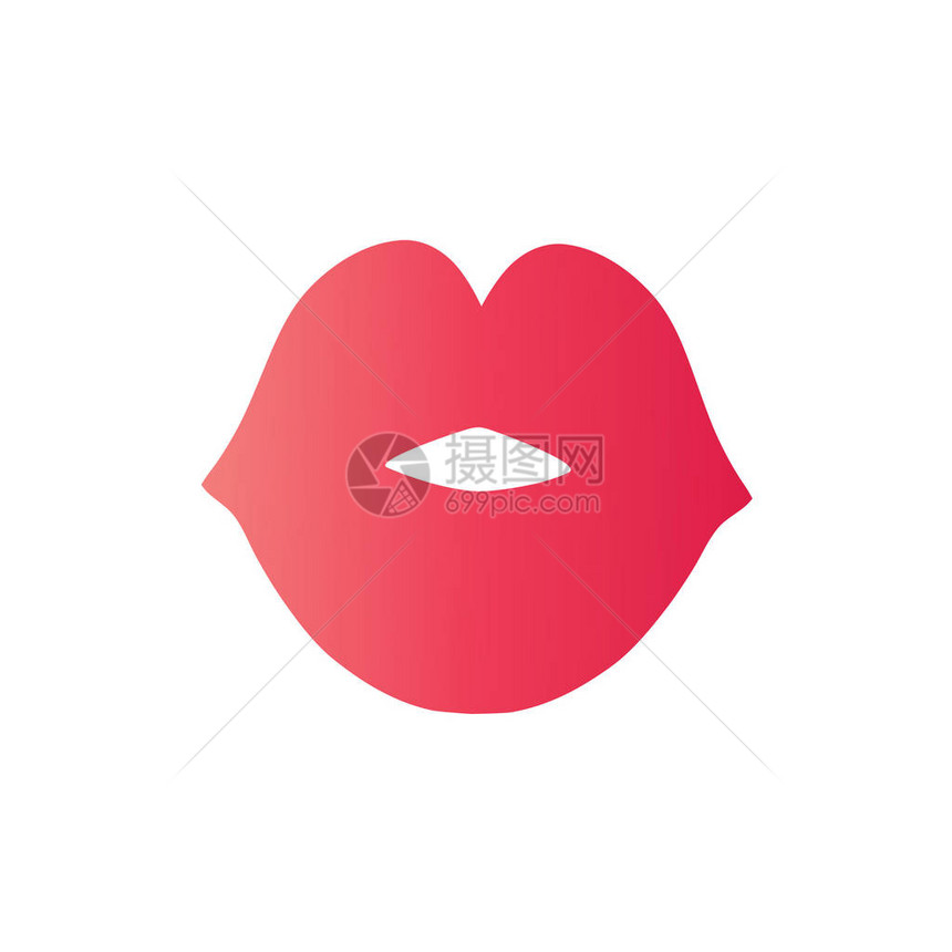 情人节亲吻嘴唇的矢量插图设计图片