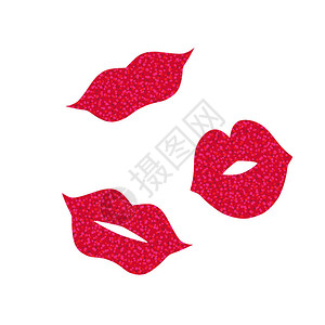 情人节亲吻嘴唇的矢量插图设计背景图片