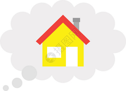 灰色思想泡内的黄色房子图标图片