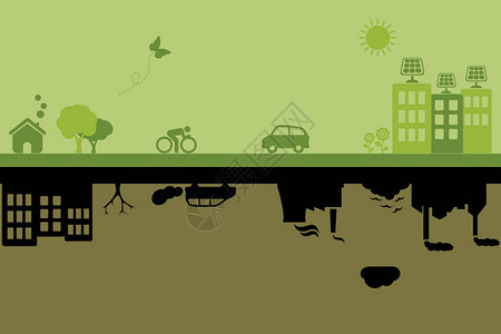 与被污染的工业城市相比具有可持续生图片