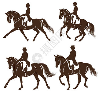 4个有骑马者穿衣骑马的图片
