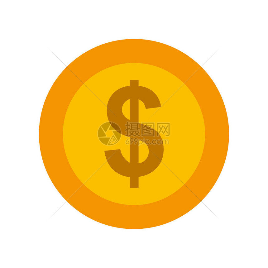 硬币钱隔离图标矢量插图设计图片