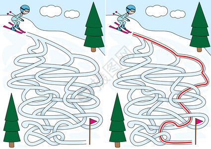 给小孩滑雪迷宫背景图片