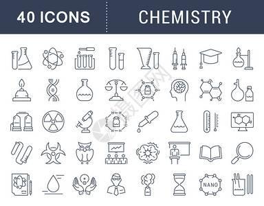 在平面设计化学中设置矢量线图标符号和符号图片