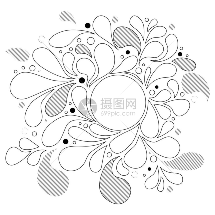 矢量黑白抽象花卉背景图片