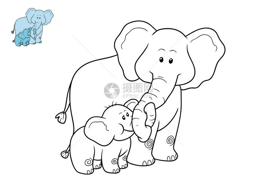 儿童着色书大象图片