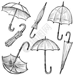 各种雨伞的手绘图背景图片