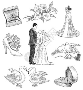 主题婚礼照片的亲手绘画背景图片