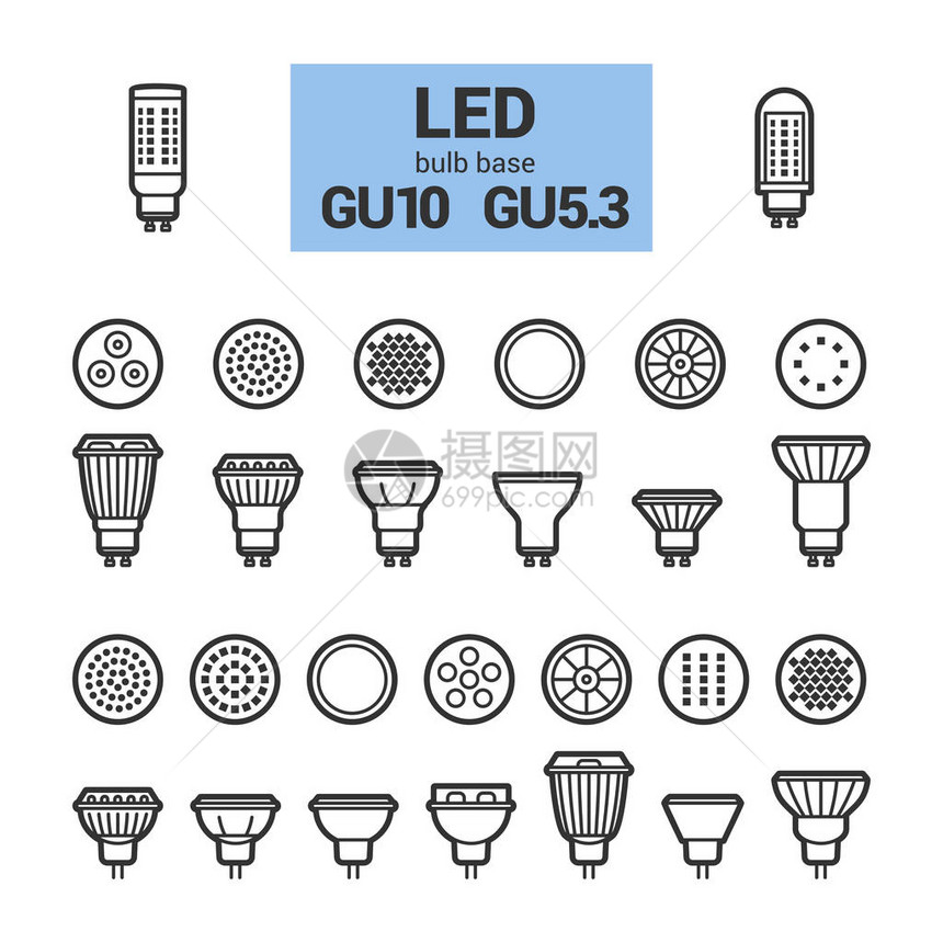 GU10和GU53基底的LED灯泡图片