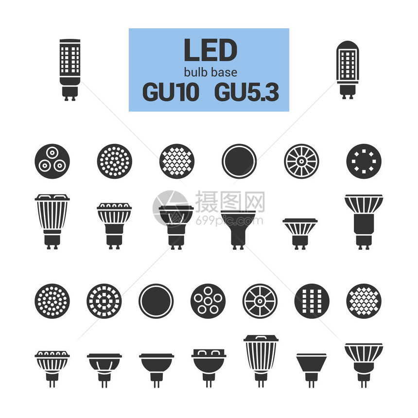 GU10和GU53基底的LED灯泡图片