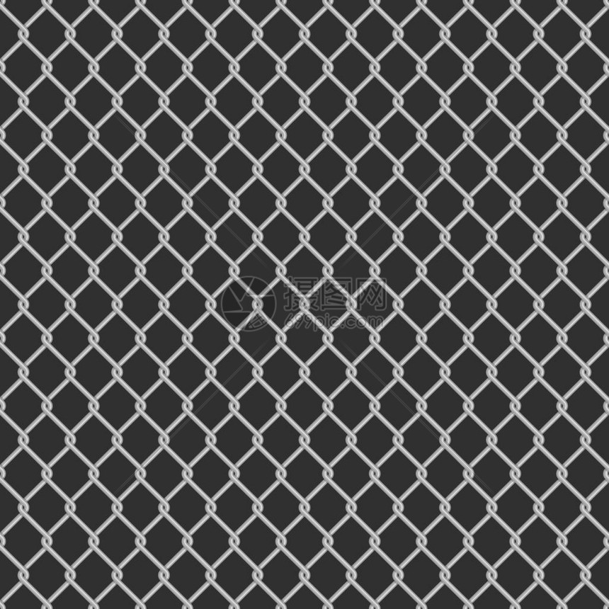 黑色背景上的无缝金属链条栅栏图片