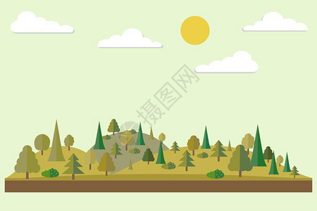 平面样式的森林秋天的森林野生动物生态活方式森林图片