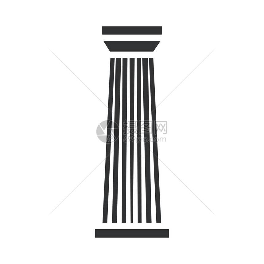在白色背景上隔离的黑色柱子图标平面建筑设计的矢量图建筑古代纪念碑符号图标支柱帕台农神庙地图片