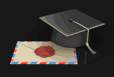 WaxStamp的毕业帽子和字母带有剪图片