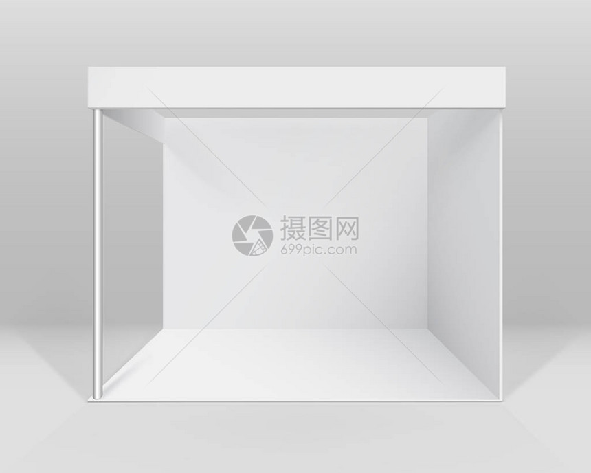 矢量白空室内贸易展览BoothStand演示标准台图片