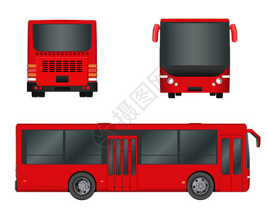 红色城市公共汽车模板客运输矢量插图epos10背景图片