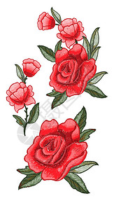 用于纺织品设计的花朵刺绣矢量图片