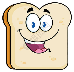 快乐的面包切片卡通字符光线一插图孤图片