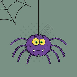 紫色的万圣节蜘蛛卡通字符Rast图片