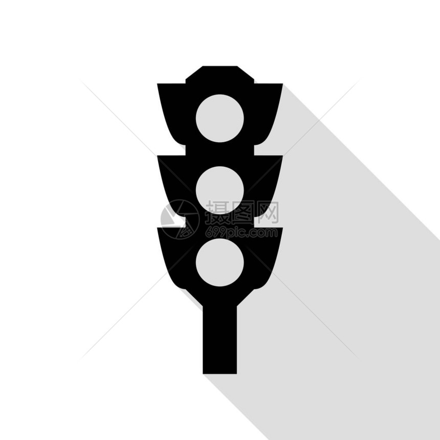 交通信号灯黑色图标带有平板风图片