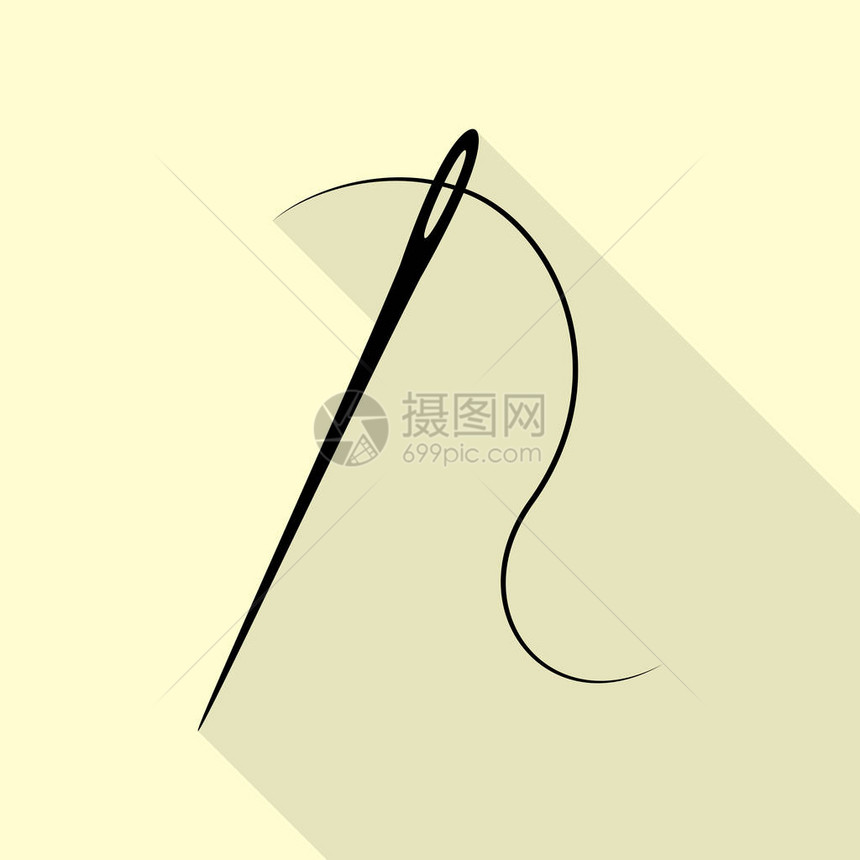 缝针缝纫针黑色图标有平板式的影路图片