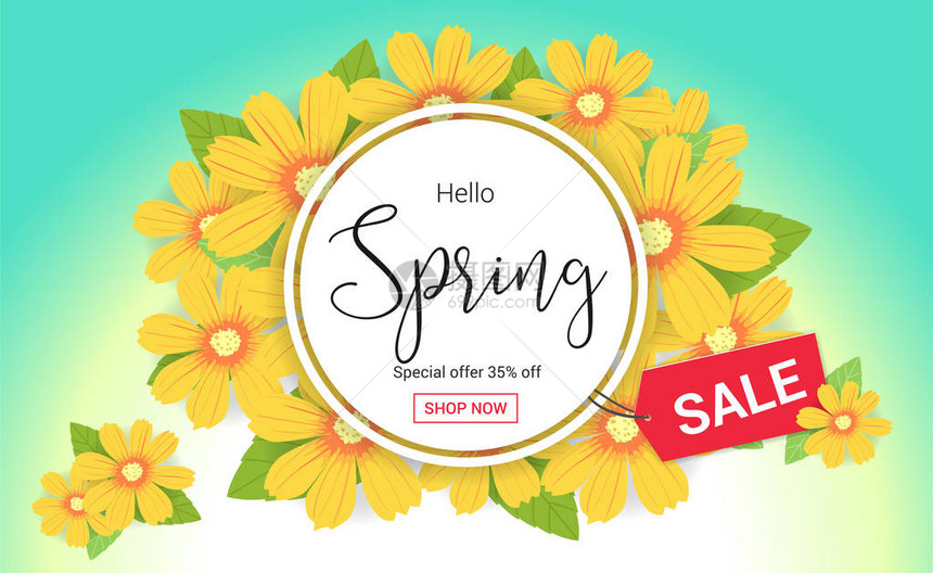 春季时间销售季节横幅或花朵图片