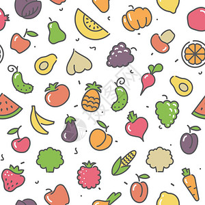 无缝背景与水果和蔬菜的图片图片