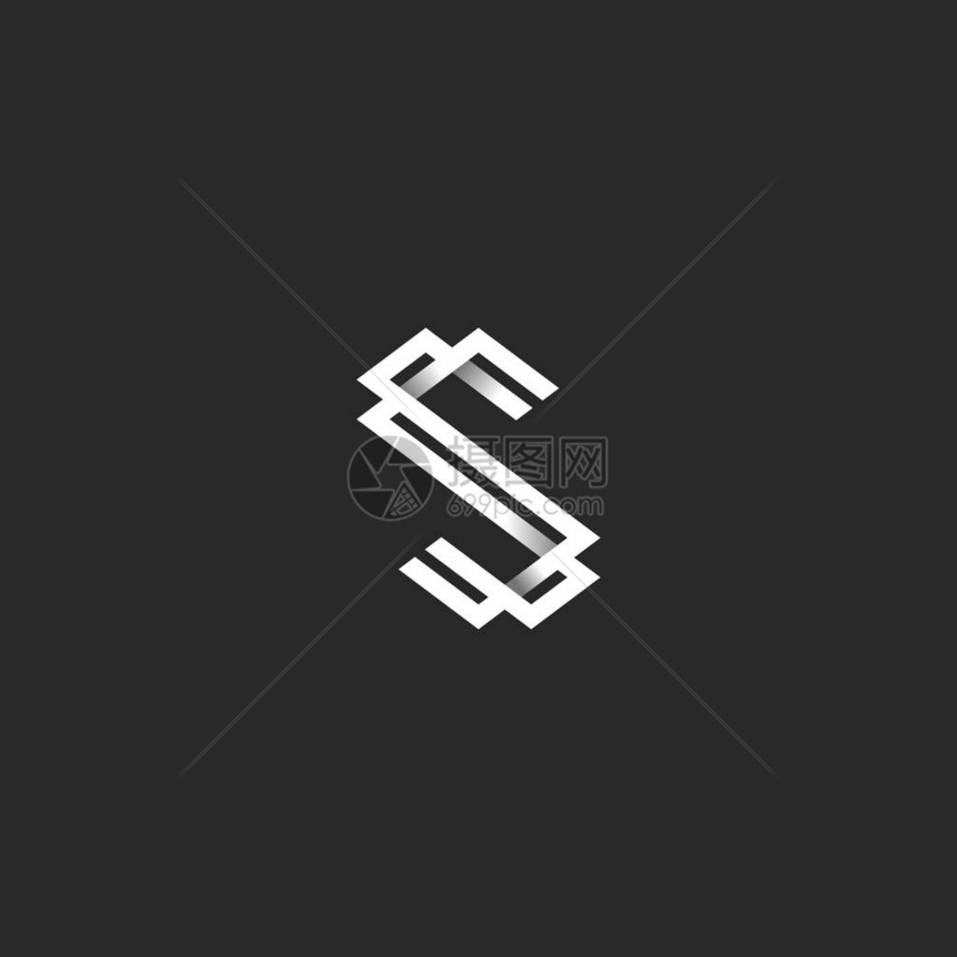 字母S标志采用黑白创意字母组合样式图片