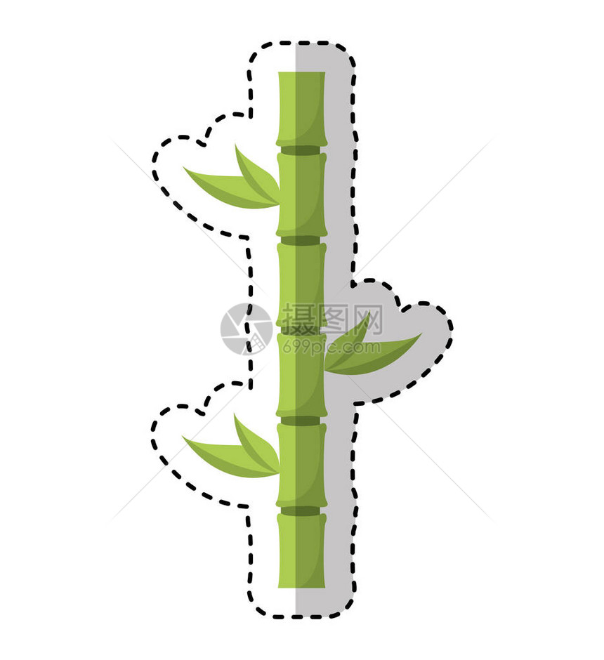 竹植物分离图标矢量插图设计图片