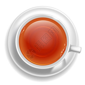 普洱茶茶汤茶杯白色的黑茶放在碟子上插画