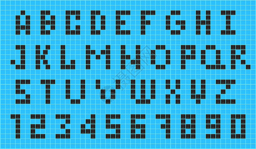 复古像素字体旧视频游戏设计8位字母和图片