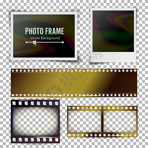 即时相框矢量透明背景上的隔离照片条和即时相框空白图片