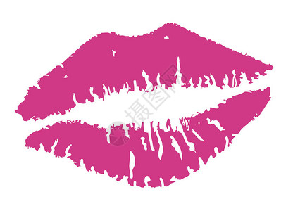 粉色口红吻的矢量图解背景图片