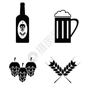 麦酒矢量啤酒图标集的合插画